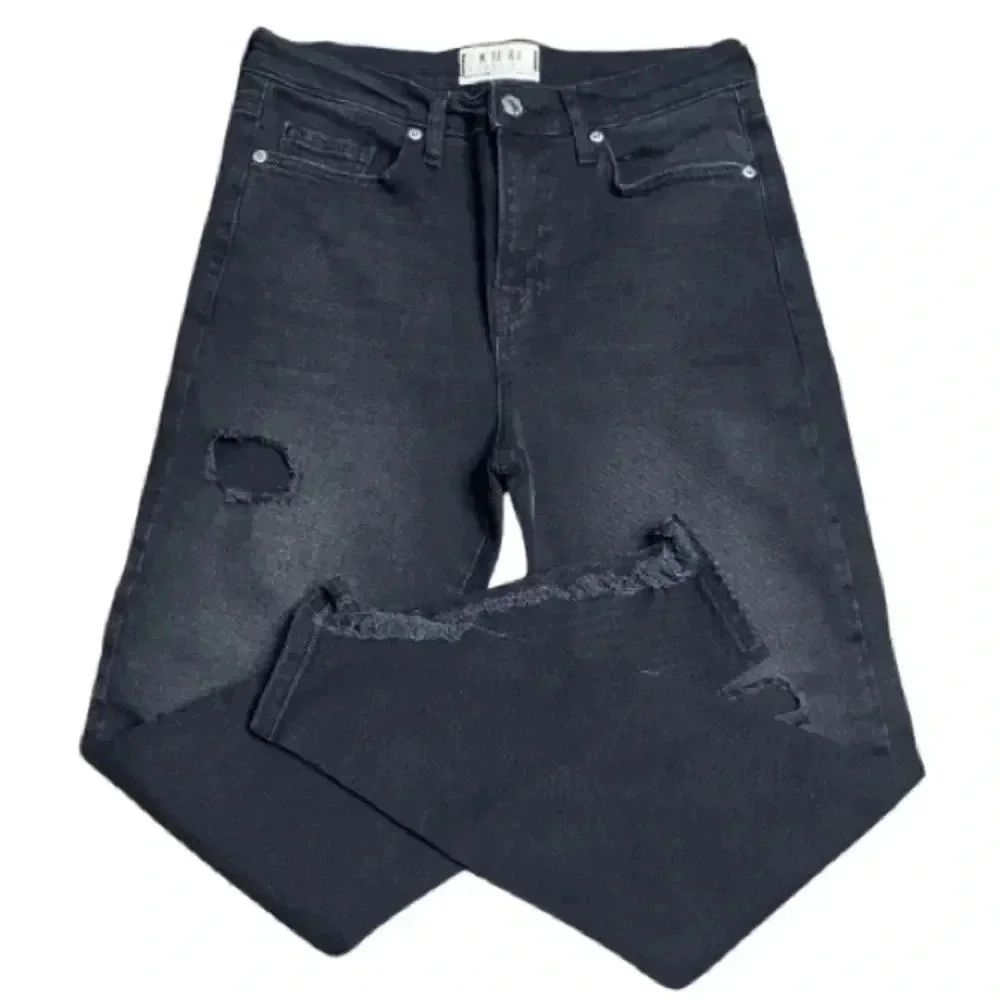 Free People About A Girl Black  Distressed High Rise Skinny Jeans 29 - Picture 4 of 9